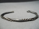 Superb Vintage Navajo Sterling Silver Twist Bracelet Old Native American-Nativo Arts