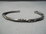 Superb Vintage Navajo Sterling Silver Twist Bracelet Old Native American-Nativo Arts