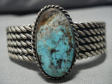 Superior Coiled Cuff Vintage Native American Navajo Royston Turquoise Sterling Silver Bracelet-Nativo Arts