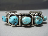 Superior Rare Vintage Native American Hopi Turquoise Sterling Silver Wave Bracelet-Nativo Arts
