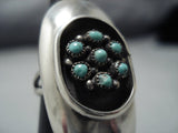 Superior Vintage Native American Jewelry Navajo Green Turquoise Snake Eyes Sterling Silver Ring Old-Nativo Arts