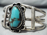 Superior Vintage Native American Navajo Bisbee Turquoise Sterling Silver Bracelet-Nativo Arts
