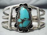 Superior Vintage Native American Navajo Bisbee Turquoise Sterling Silver Bracelet-Nativo Arts