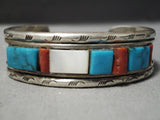 Superior Vintage Native American Navajo Blue Diamond Turquoise Sterling Silver Bracelet-Nativo Arts