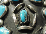 Superior Vintage Native American Navajo Blue Gem Turquoise Sterling Silver Bracelet Old-Nativo Arts