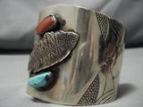 Superior Vintage Native American Navajo Blue Gem Turquoise Sterling Silver Jf Bracelet Old-Nativo Arts