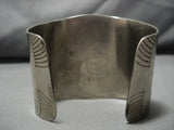 Superior Vintage Native American Navajo Blue Gem Turquoise Sterling Silver Jf Bracelet Old-Nativo Arts