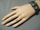 Superior Vintage Native American Navajo Cerrillos Turquoise Sterling Silver Flank Bracelet-Nativo Arts