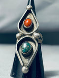 Superior Vintage Native American Navajo Cerrillos Turquoise Sterling Silver Ring-Nativo Arts