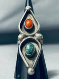 Superior Vintage Native American Navajo Cerrillos Turquoise Sterling Silver Ring-Nativo Arts