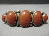 Superior Vintage Native American Navajo Domed Sandstone Sterling Silver Bracelet Old-Nativo Arts