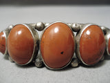 Superior Vintage Native American Navajo Domed Sandstone Sterling Silver Bracelet Old-Nativo Arts