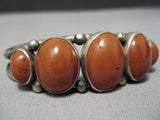 Superior Vintage Native American Navajo Domed Sandstone Sterling Silver Bracelet Old-Nativo Arts