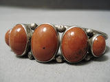 Superior Vintage Native American Navajo Domed Sandstone Sterling Silver Bracelet Old-Nativo Arts