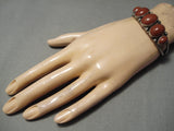 Superior Vintage Native American Navajo Domed Sandstone Sterling Silver Bracelet Old-Nativo Arts