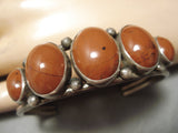 Superior Vintage Native American Navajo Domed Sandstone Sterling Silver Bracelet Old-Nativo Arts