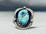 Superior Vintage Native American Navajo Morenci Turquoise Sterling Silver Ring-Nativo Arts