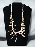 Superior Vintage Native American Navajo Pink Coral Sterling Silver Necklace-Nativo Arts