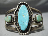 Superior Vintage Native American Navajo Royston Turquoise Sterling Silver Bracelet Old-Nativo Arts