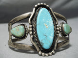 Superior Vintage Native American Navajo Royston Turquoise Sterling Silver Bracelet Old-Nativo Arts