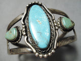 Superior Vintage Native American Navajo Royston Turquoise Sterling Silver Bracelet Old-Nativo Arts