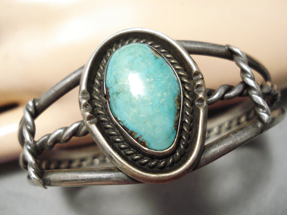 Superior Vintage Native American Navajo Royston Turquoise Sterling Silver Bracelet Old-Nativo Arts