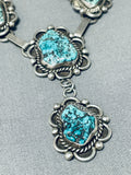 Superior Vintage Native American Navajo Spiderweb Turquoise Sterling Silver Necklace-Nativo Arts