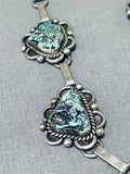 Superior Vintage Native American Navajo Spiderweb Turquoise Sterling Silver Necklace-Nativo Arts