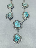 Superior Vintage Native American Navajo Spiderweb Turquoise Sterling Silver Necklace-Nativo Arts