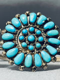 Superior Vintage Native American Navajo Sun Cluster Turquoise Sterling Silver Bracelet-Nativo Arts