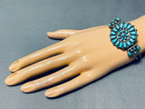 Superior Vintage Native American Navajo Sun Cluster Turquoise Sterling Silver Bracelet-Nativo Arts