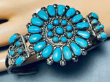 Superior Vintage Native American Navajo Sun Cluster Turquoise Sterling Silver Bracelet-Nativo Arts