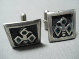Superior Vintage Native American Navajo Turquoise Sterling Silver Thunderbird Cuff Links-Nativo Arts