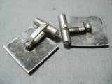 Superior Vintage Native American Navajo Turquoise Sterling Silver Thunderbird Cuff Links-Nativo Arts