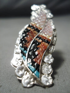 Superior Vintage Native American Zuni Turquoise Sterling Silver Ring Old-Nativo Arts