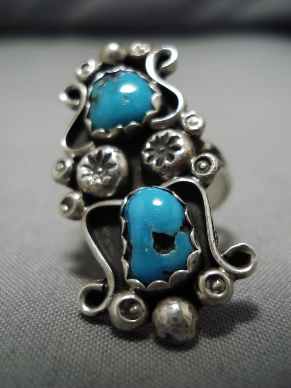 Superior Vintage Navajo Turquoise Sterling Silver Native American Ring-Nativo Arts