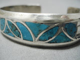Superlative Vintage Native American Navajo Blue Gem Turquoise Sterling Silver Bracelet Old-Nativo Arts