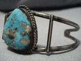 Superlative Vintage Native American Navajo Pilot Mountain Turquoise Sterling Silver Bracelet Old-Nativo Arts