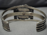 Superlative Vintage Native American Navajo Turquoise Circle Sterling Silver Bracelet Old-Nativo Arts