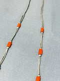 Sweet Vintage Native American Navajo Coral Sterling Silver Necklace-Nativo Arts