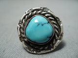 Sweet Vintage Native American Navajo Kingman Turquoise Sterling Silver Ring-Nativo Arts