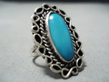 Sweet Vintage Navajo Kingman Turquoise Sterling Silver Ring Native American Old-Nativo Arts
