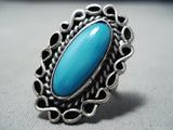 Sweet Vintage Navajo Kingman Turquoise Sterling Silver Ring Native American Old-Nativo Arts