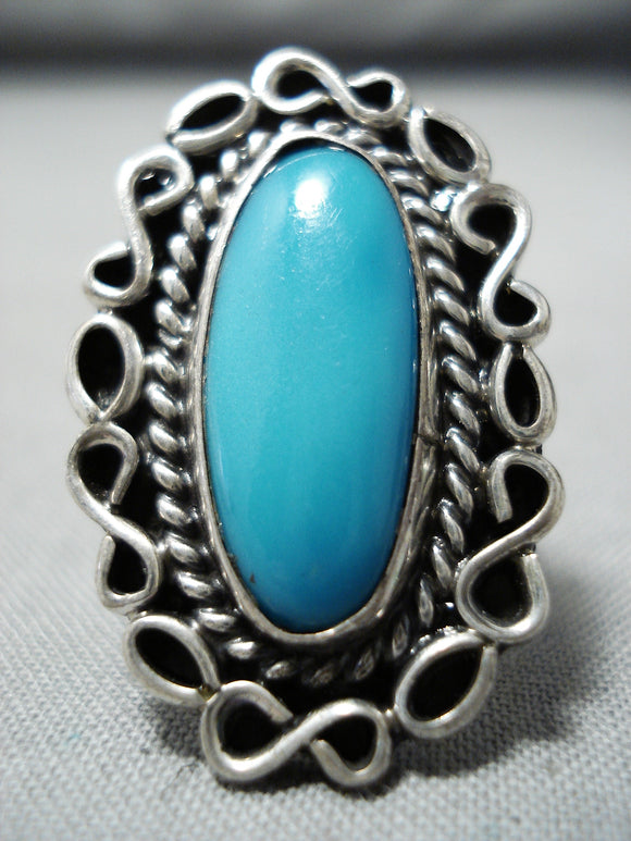 Sweet Vintage Navajo Kingman Turquoise Sterling Silver Ring Native American Old-Nativo Arts