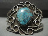 Swirling Galore Vintage Navajo Carico Lake Turquoise Native American Jewelry Silver Bracelet-Nativo Arts