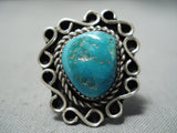 Swirls Of Intricacy Vintage Native American Navajo Turquoise Sterling Ring-Nativo Arts