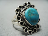 Swirls Of Intricacy Vintage Native American Navajo Turquoise Sterling Ring-Nativo Arts