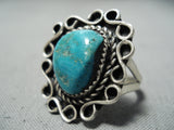 Swirls Of Intricacy Vintage Native American Navajo Turquoise Sterling Ring-Nativo Arts