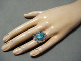 Swirls Of Intricacy Vintage Native American Navajo Turquoise Sterling Ring-Nativo Arts