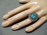 Swirls Of Intricacy Vintage Native American Navajo Turquoise Sterling Ring-Nativo Arts